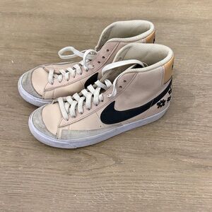 Nike Beige and Black High-Top Sneakers